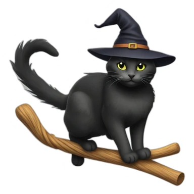 Witch cat on broomstick sticker