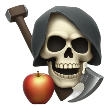skull holding a hammer apple sticker