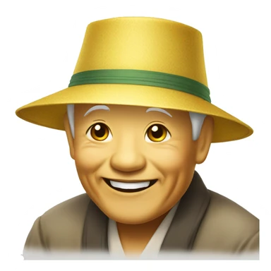 yellow smiling old Vietnamese man with traditional Vietnamese hat sticker