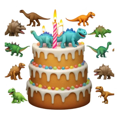 A birthday cake but with dinosaurs instead of candles sticker
