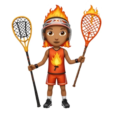 person made of fire holding a lacrosse stick to indicate that the lacrosse athlete is “on fire” sticker