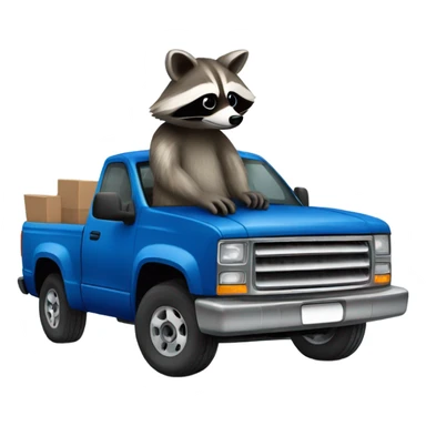 Raccoon driving blue pickup truck 2010 sticker
