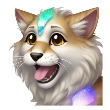 Furry, sparkle, iridescent, colorful, pastel, edgy, cool, fantasy beautiful, brown, beige, white, divine, godly, angelic, animal, anthro, full body, fursona, feline sticker