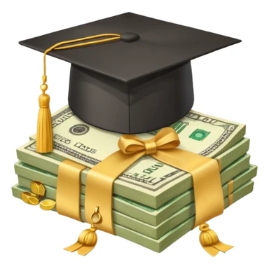 graduation hat on pile of money sticker
