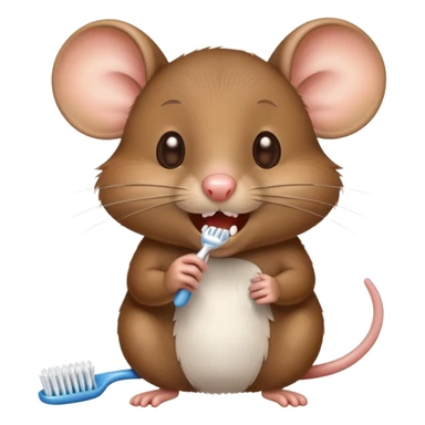 A mouse brushing its teeth sticker