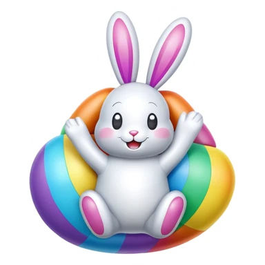 easter rainbow inflatable bouncy bunny sticker