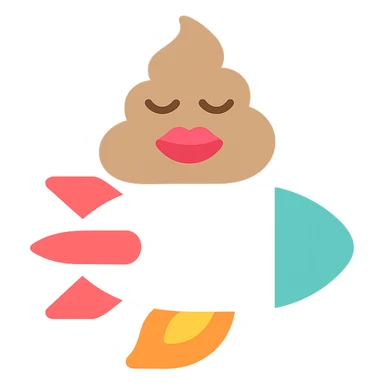 turd with lipstick riding on a rocket, colorful icon sticker