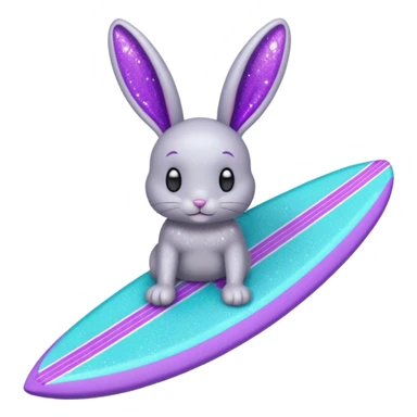 glitter gray bunny purple cian surf sticker
