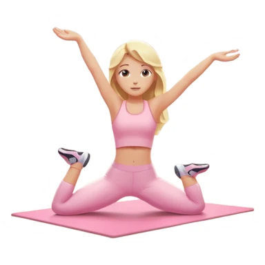 Cinematic Realistic angelic blonde girl stretching in light pink gym sticker
