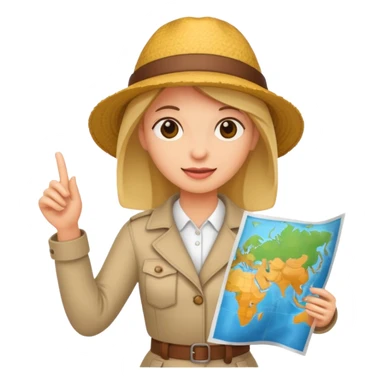 tourist woman holding map sticker