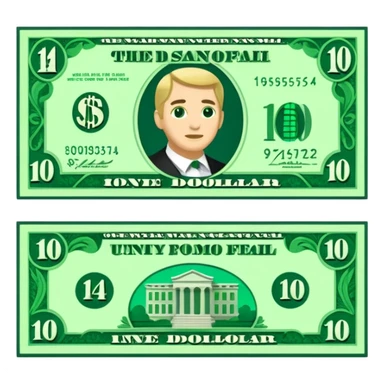 14 dollar bill flat ios emoji style version sticker