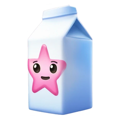 Kawaii neon star glitter milk carton emoji    sticker