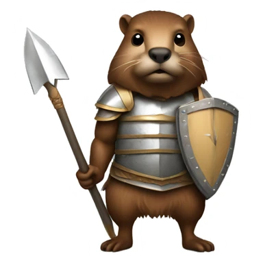 Beaver warrior, spear, shield, armour sticker