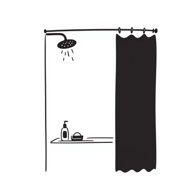 shower with a courtain only shower without a person sticker