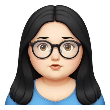 Long black hair chubby girl with glasses sticker
