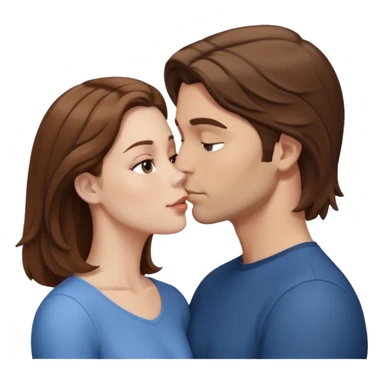 White Man with brown hair kissing white woman with shoulder length brown hair sticker