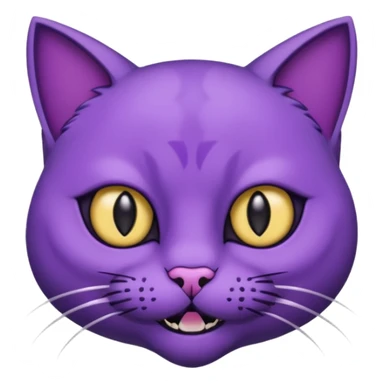 Scary purple cat fully black eye and with mouth a moon Nekless sticker