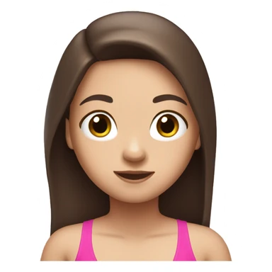 little white girl with pink swimming suit dark brown long hair swimming  sticker