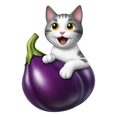 Cat with eggplant sticker