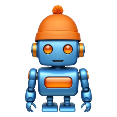 blue robot with orange winter hat sticker