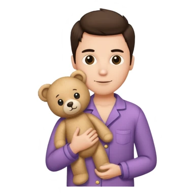 rock & roll fan wearing pajamas and holding a teddy bear sticker