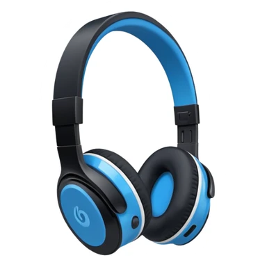 A side profile view of a pair of Black and blue and white wireless headphones sticker