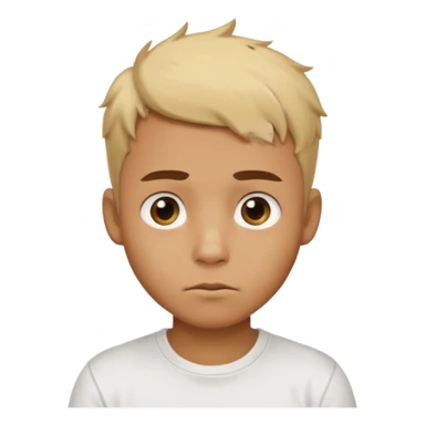 caramel skin colored Male with short buzz, messy blonde hair, large expressive golden-brown eyes, brown skin color, scar over nose, wearing a plain white t-shirt. sticker
