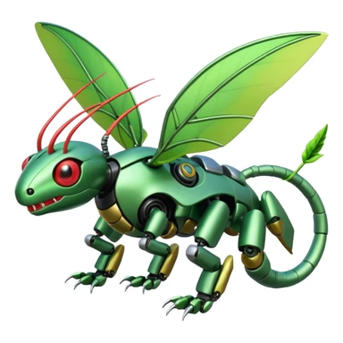 Cyber-robot-mecha-Caterpie-Flygon-Scyther-fusion sticker