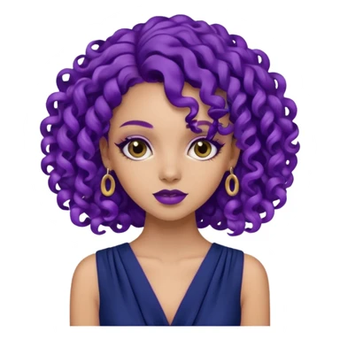 Fashion Model with Purple Curls, navy dress sticker