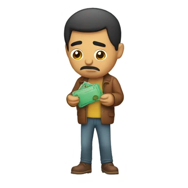  sad Mexican man looking into his empty wallet. sticker