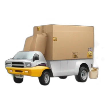 Un camioncito entregando un pedido en una casa sticker
