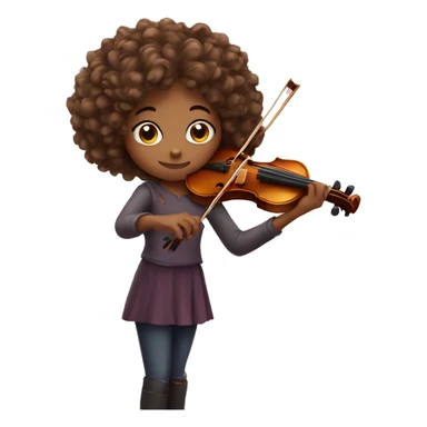 girl with curly hair playing violin sticker