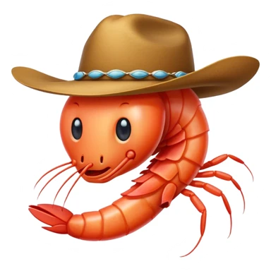 Shrimp wearing a cowboy hat sticker