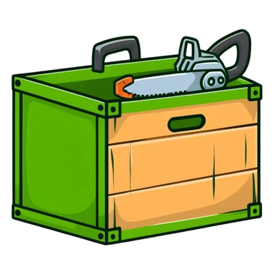 Chainsaw in a green crate sticker