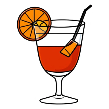 cute negroni cocktail glass with face and orange wedge sticker