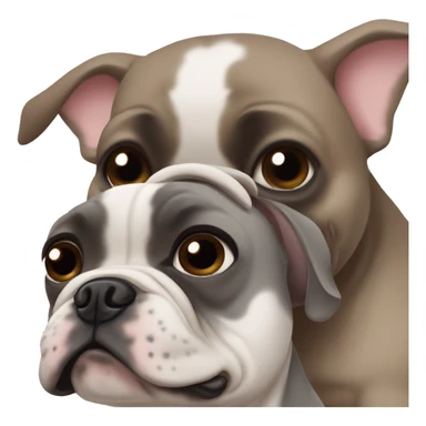 grey french bulldog blue eyes and A girl with brown hair and brown eyes hugging sticker
