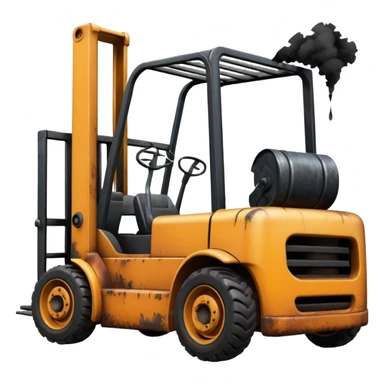 ugly, broken forklift after the explosion sticker