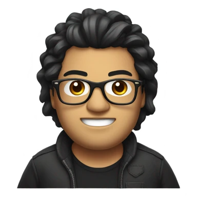 fat streamer with long black hair and glasses sticker