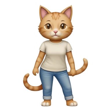 female cat anthropomorphised wearing jeans and a t-shirt walking upright sticker