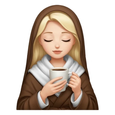 girl with white blanket and coffe and close eyes sticker