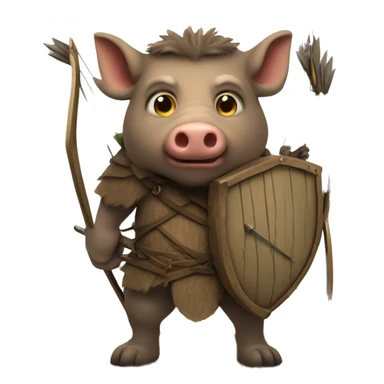 medieval humanoid boar with bow and arrows sticker