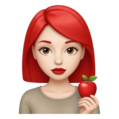 in the style of apple IOS emojis, give me a girly whole person emoji, with big red lips and eyelashes, and hour-glass curvy frame in a neutral pose sticker