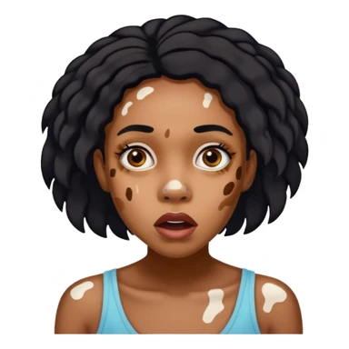 Emoji of a very shocked black female with vitiligo (alot of vitiligo patches) sticker