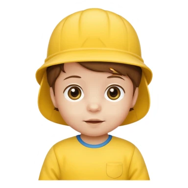 brown hair baby with yellow jersey and hat sticker