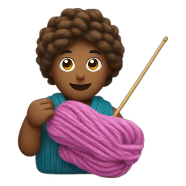 Knitting with knitting needles and yarn sticker