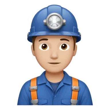 Technician + headlamp + blue jumpsuit, Repair Crew. sticker