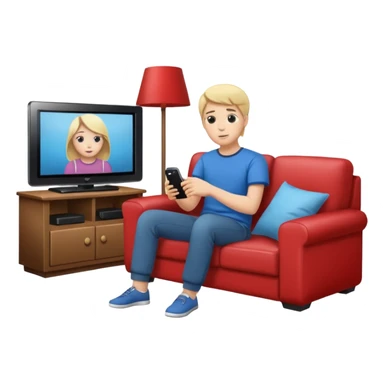 person watching a movie on the TV in their living room sticker