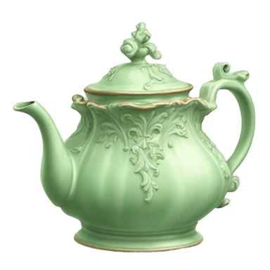 Realistic Pale Green vintage rococo teapot sticker
