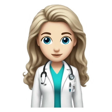 Brown hair blue eyes white girl doctor  sticker