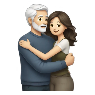 Man with gray hair and white beard hugs woman with dark brown hair sticker